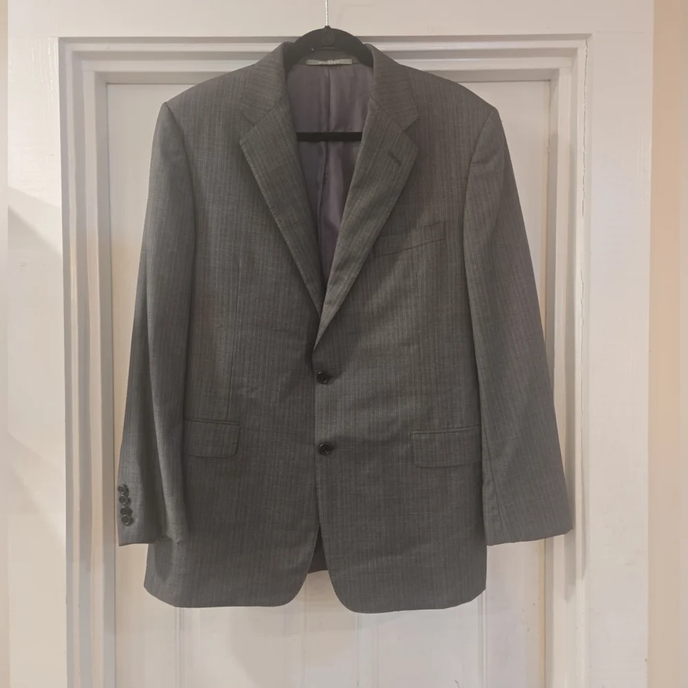Hickey Freeman x Loro Piana Union Made USA Gray Pin Striped Blazer 42R